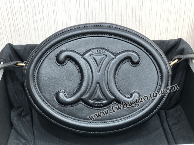 Celine專櫃2023新款經典凱旋門Logo大月餅包斜挎女包 賽琳OVAL CUIR TRIOMPHE大光滑牛皮革橢圓形手袋 sldj2261